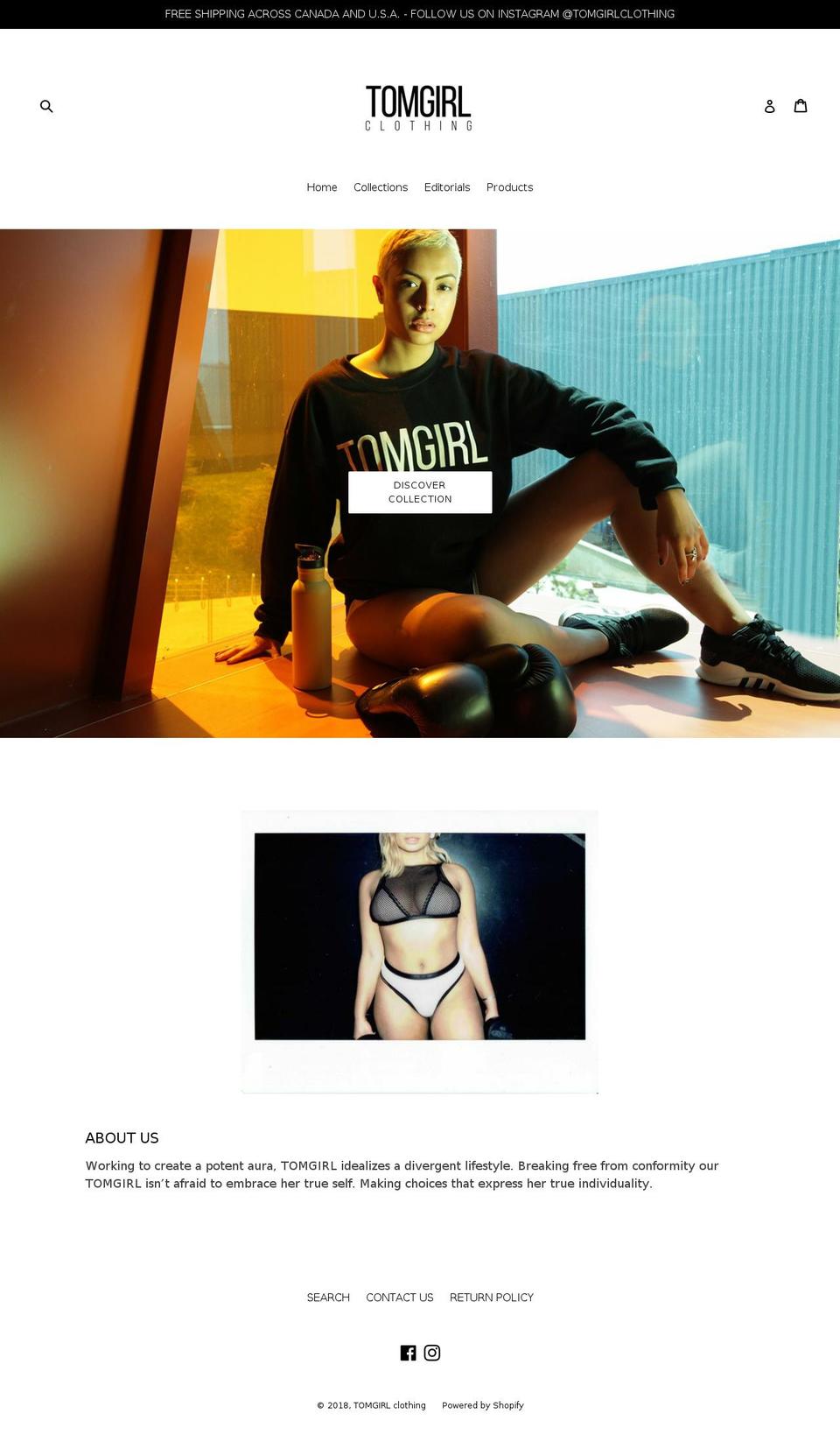 tomgirlclothing.com — Shopify storefront screenshot