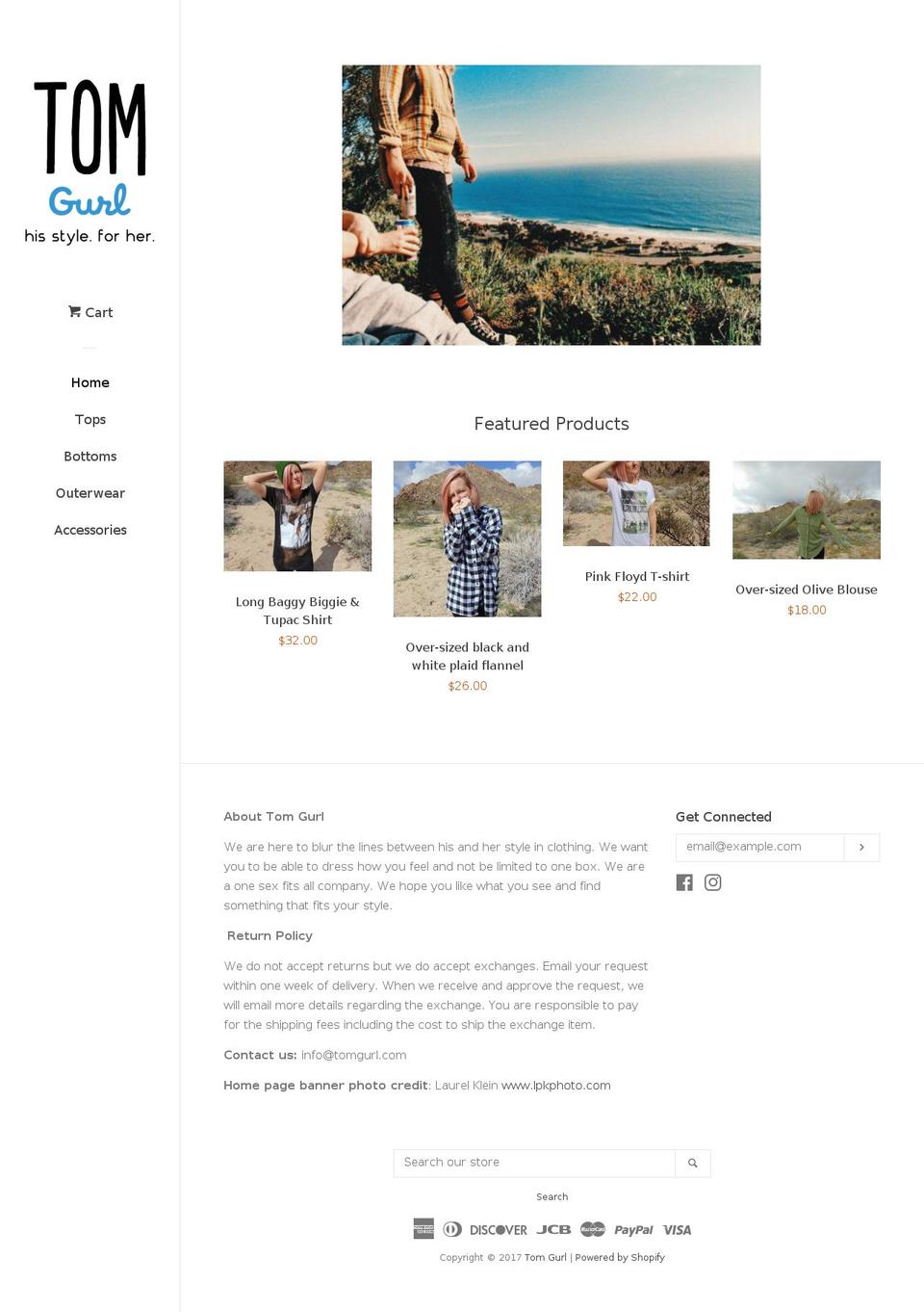 tomgurl.com shopify website screenshot
