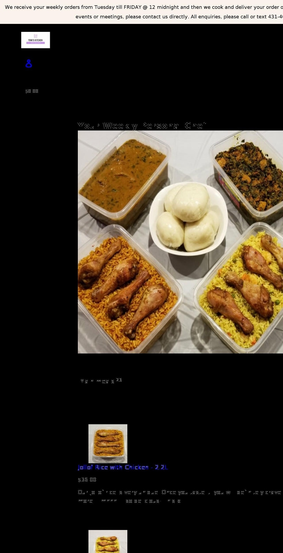 tomiskitchen.com shopify website screenshot