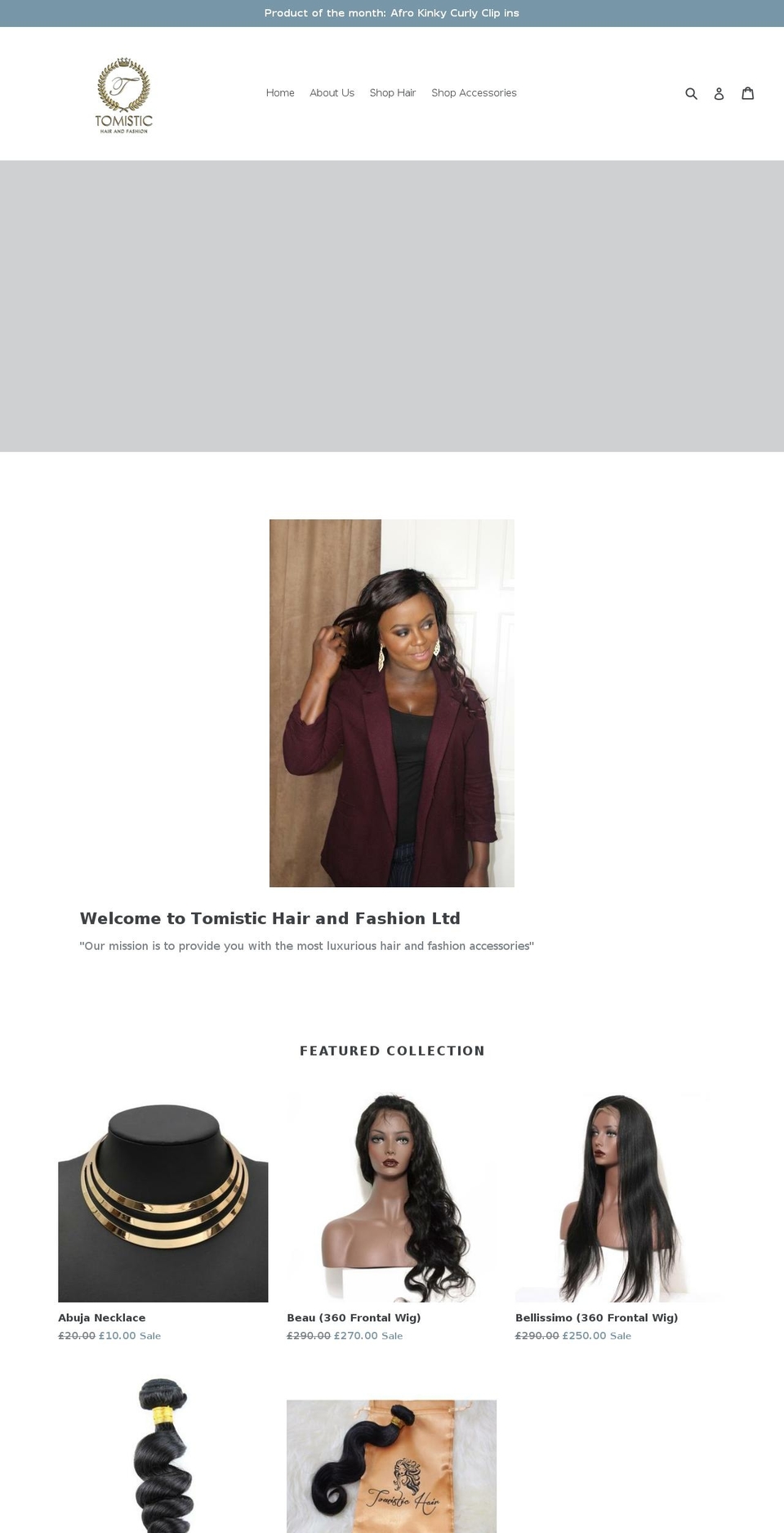 tomistichairandfashion.com shopify website screenshot