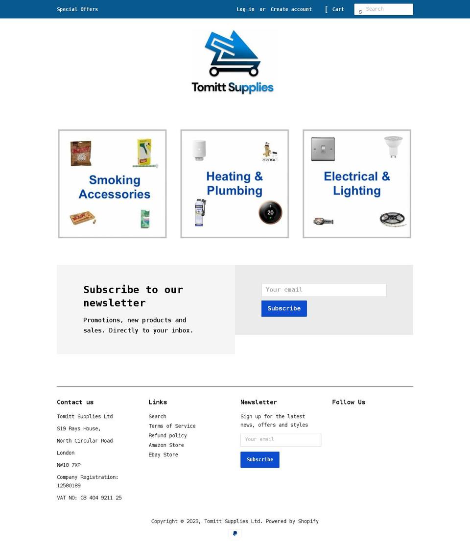 tomitt.com shopify website screenshot
