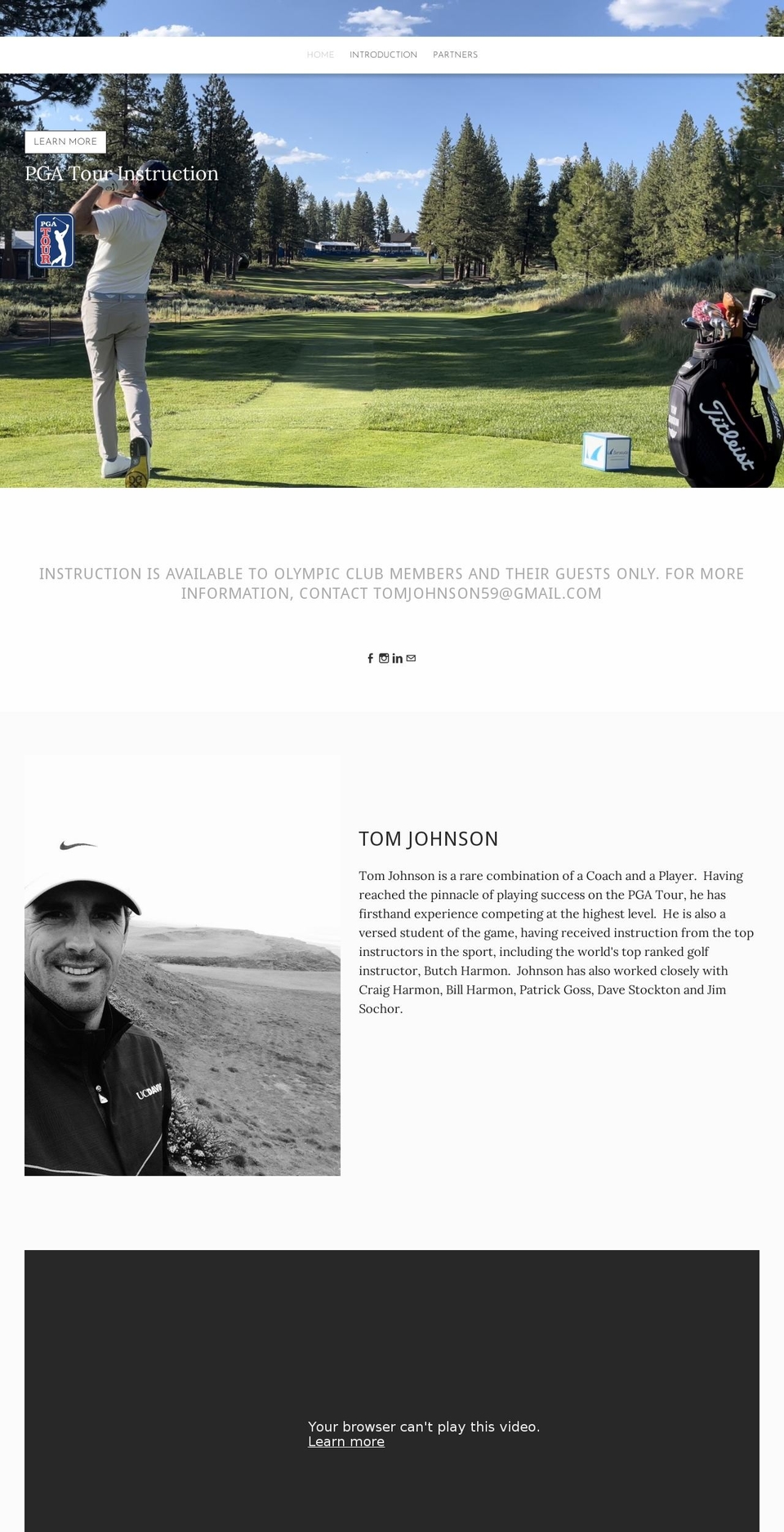 tomjohnsongolf.com — Shopify storefront screenshot