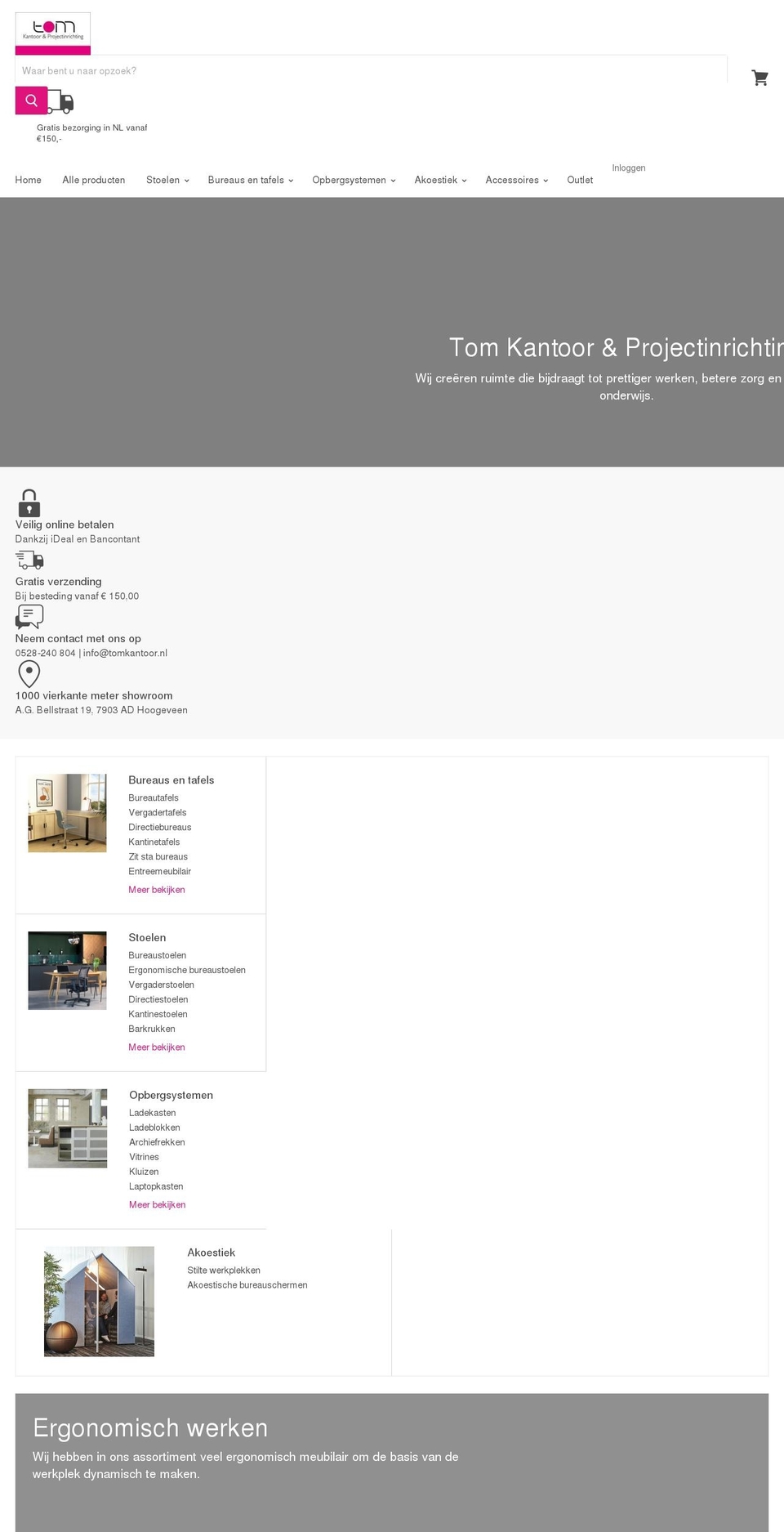 tomkantoor.nl shopify website screenshot