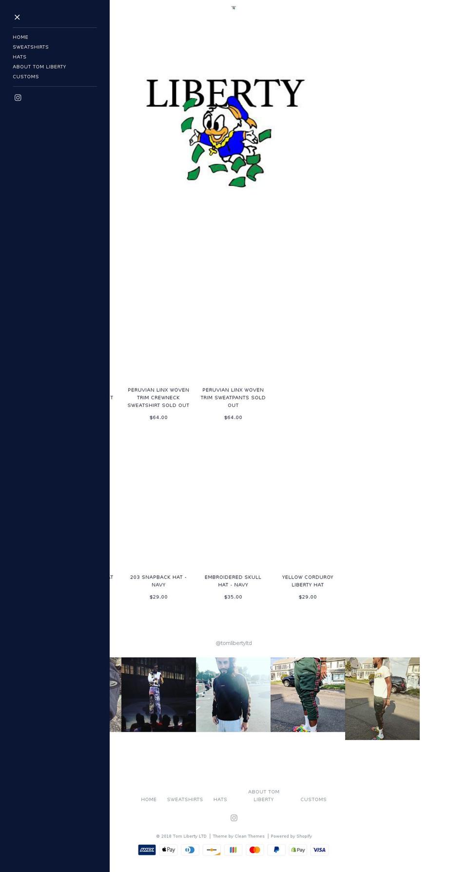 tomlibertyltd.com — Shopify storefront screenshot