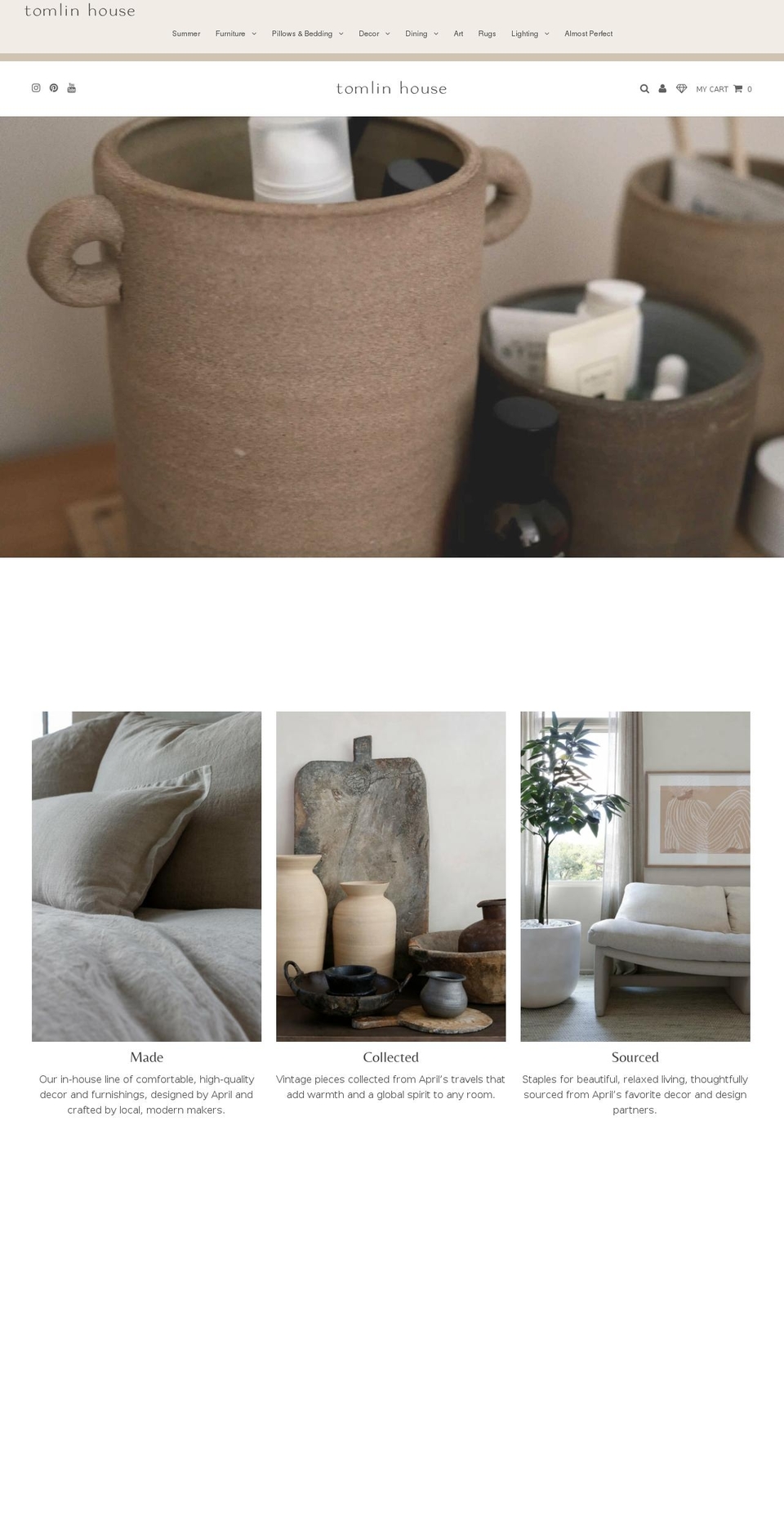 tomlinhouse.com shopify website screenshot