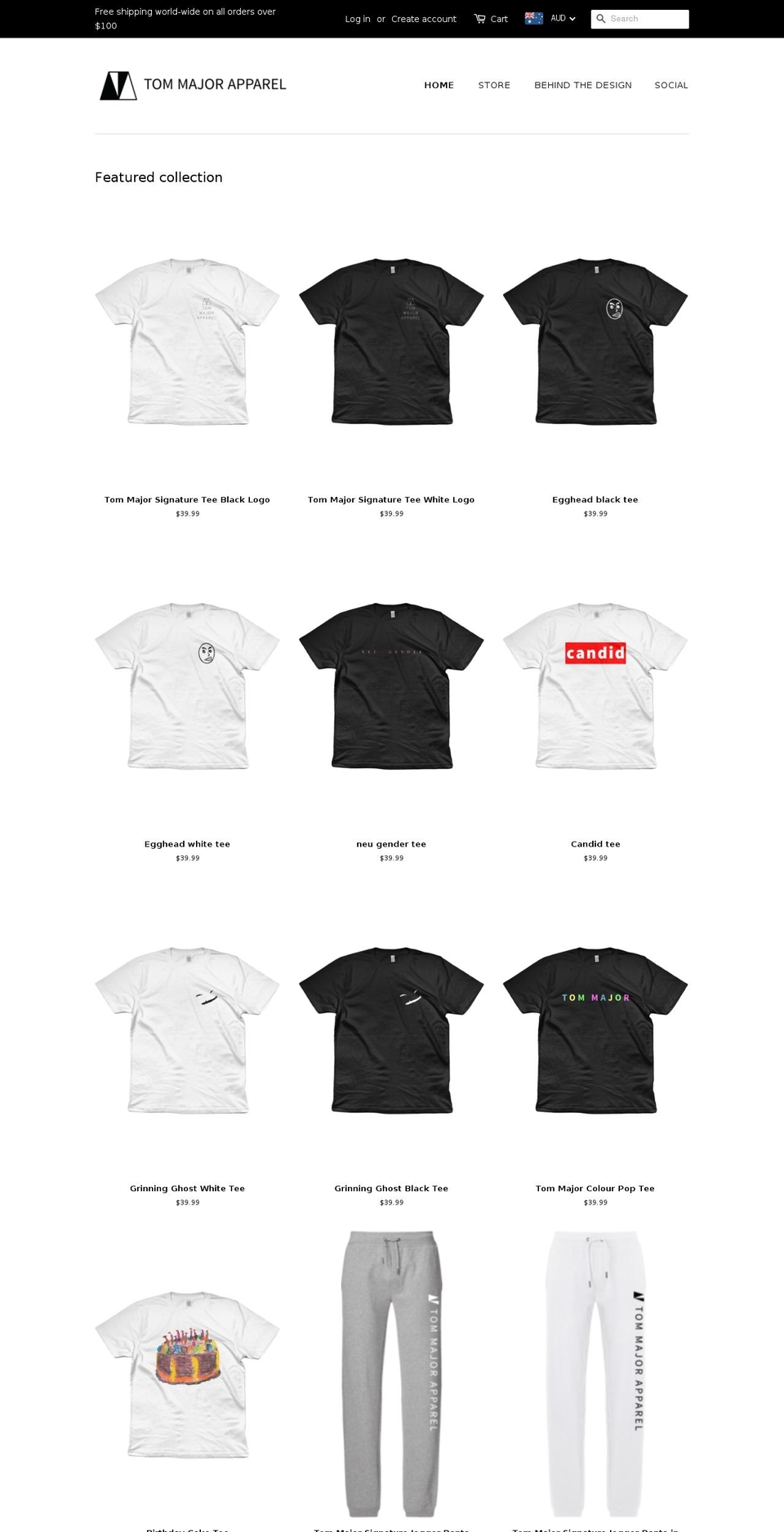 tommajorapparel.com shopify website screenshot