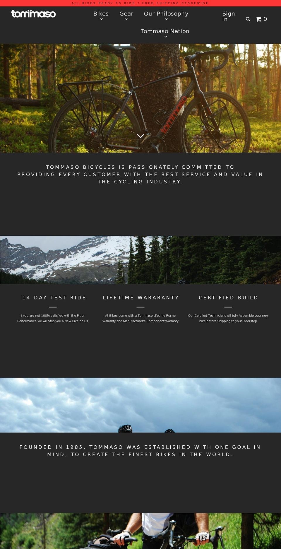 tommasobikes.com shopify website screenshot