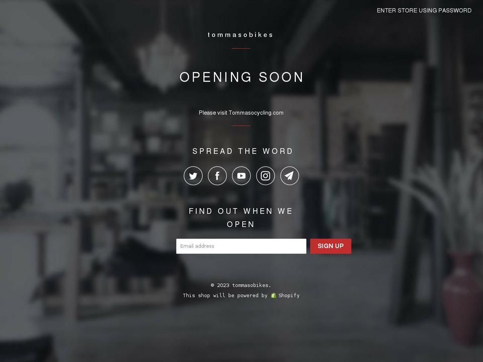 tommasobikes.myshopify.com shopify website screenshot