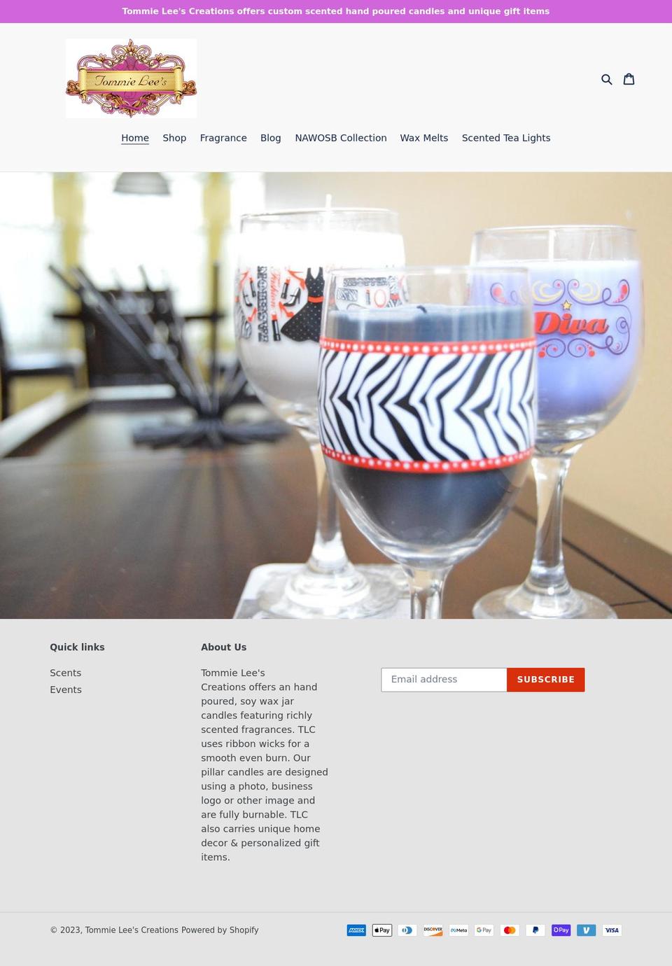 tommieleescreations.com shopify website screenshot
