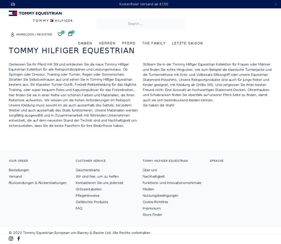 LIVE Store Shopify theme site example tommy-equestrian.com