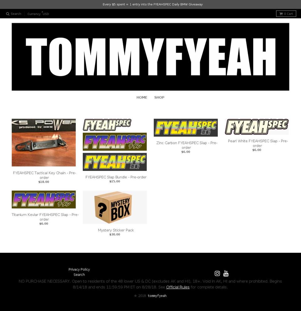 tommyfyeah.com shopify website screenshot