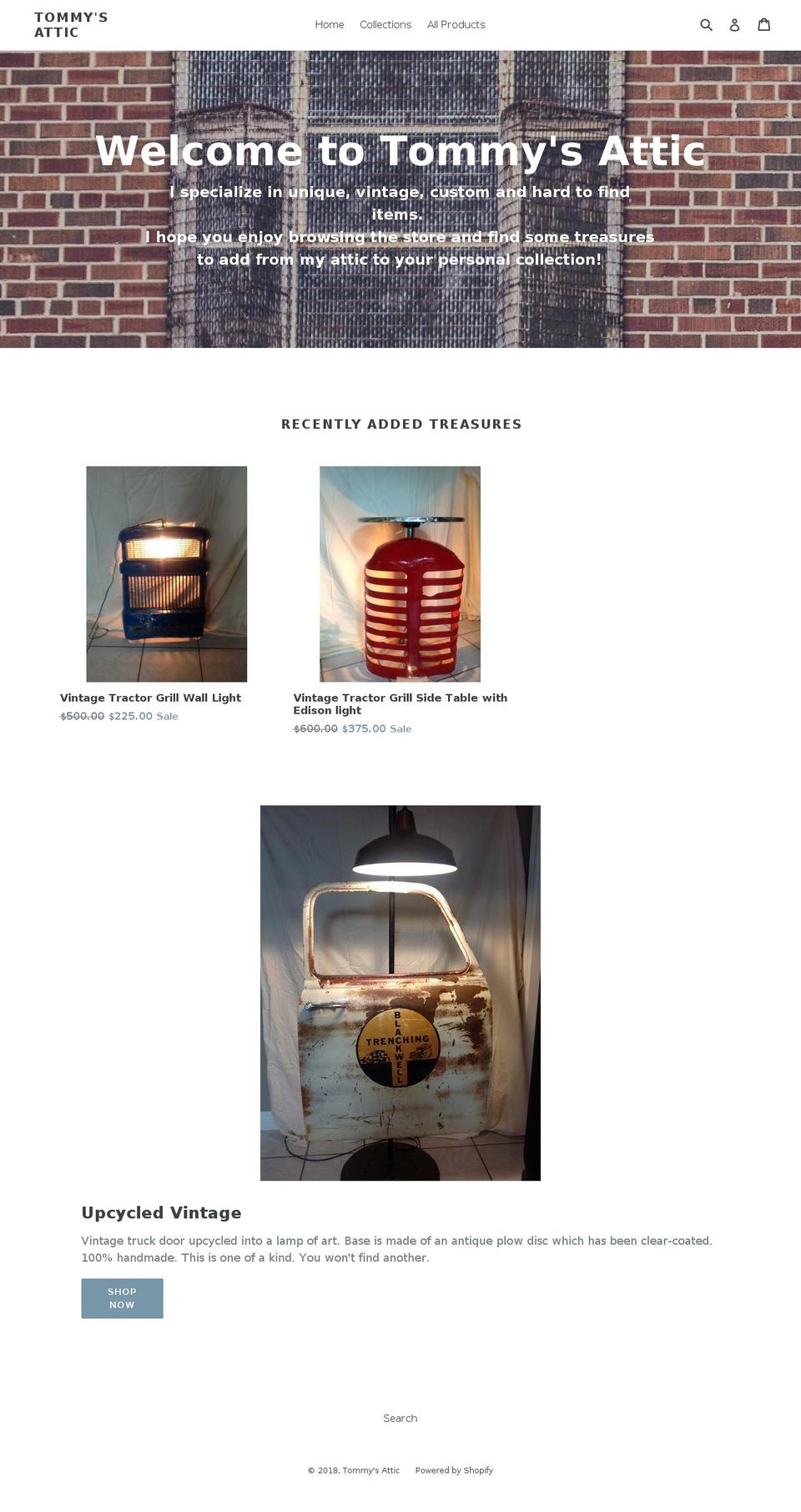 tommysattic.com — Shopify storefront screenshot