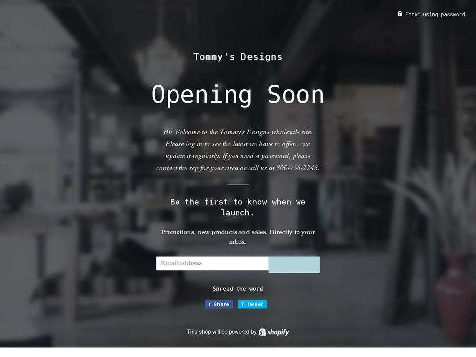 tommysdesigns.net shopify website screenshot