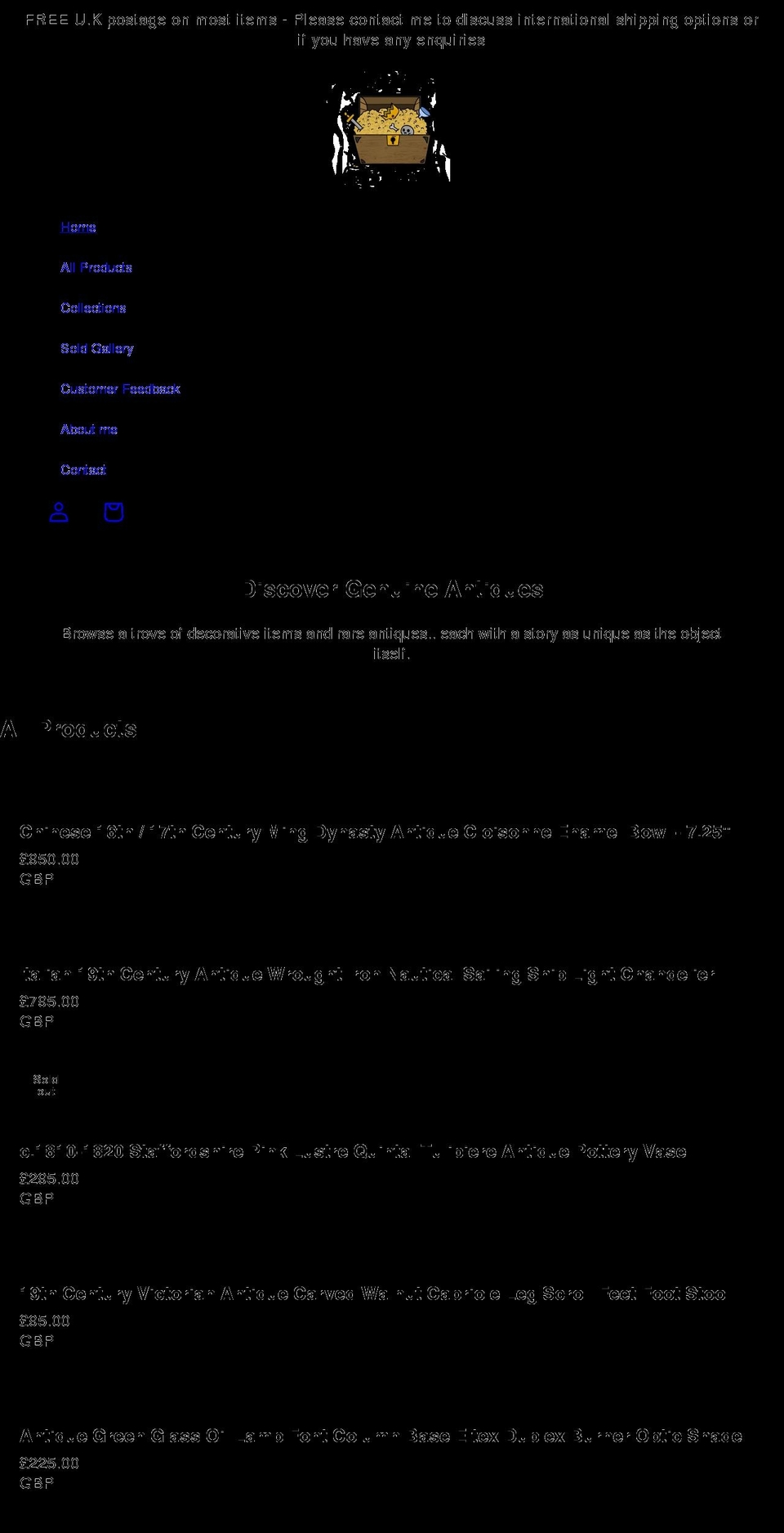 tommystreasure.com shopify website screenshot