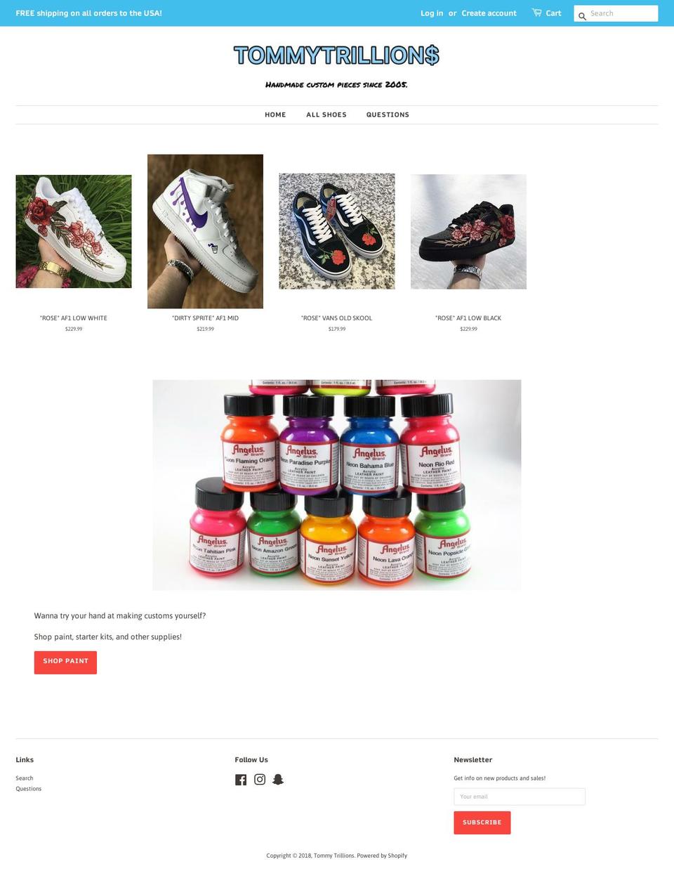 tommytrillions.com — Shopify storefront screenshot