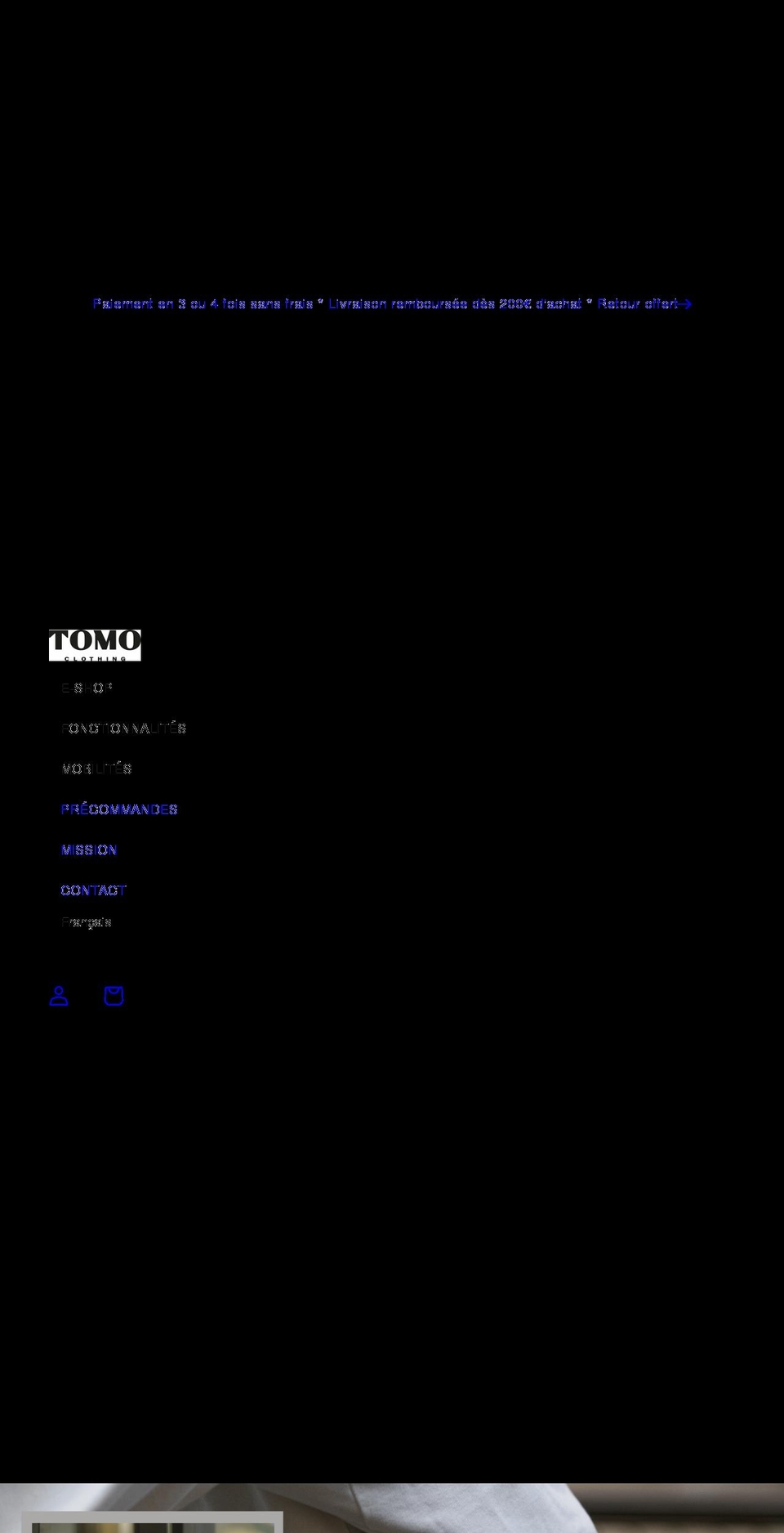 tomo-clothing.com shopify website screenshot