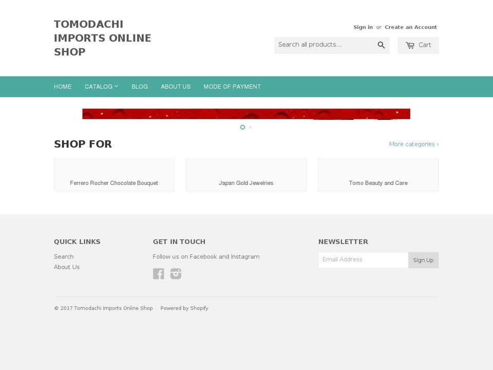 tomodachi-imports.com shopify website screenshot
