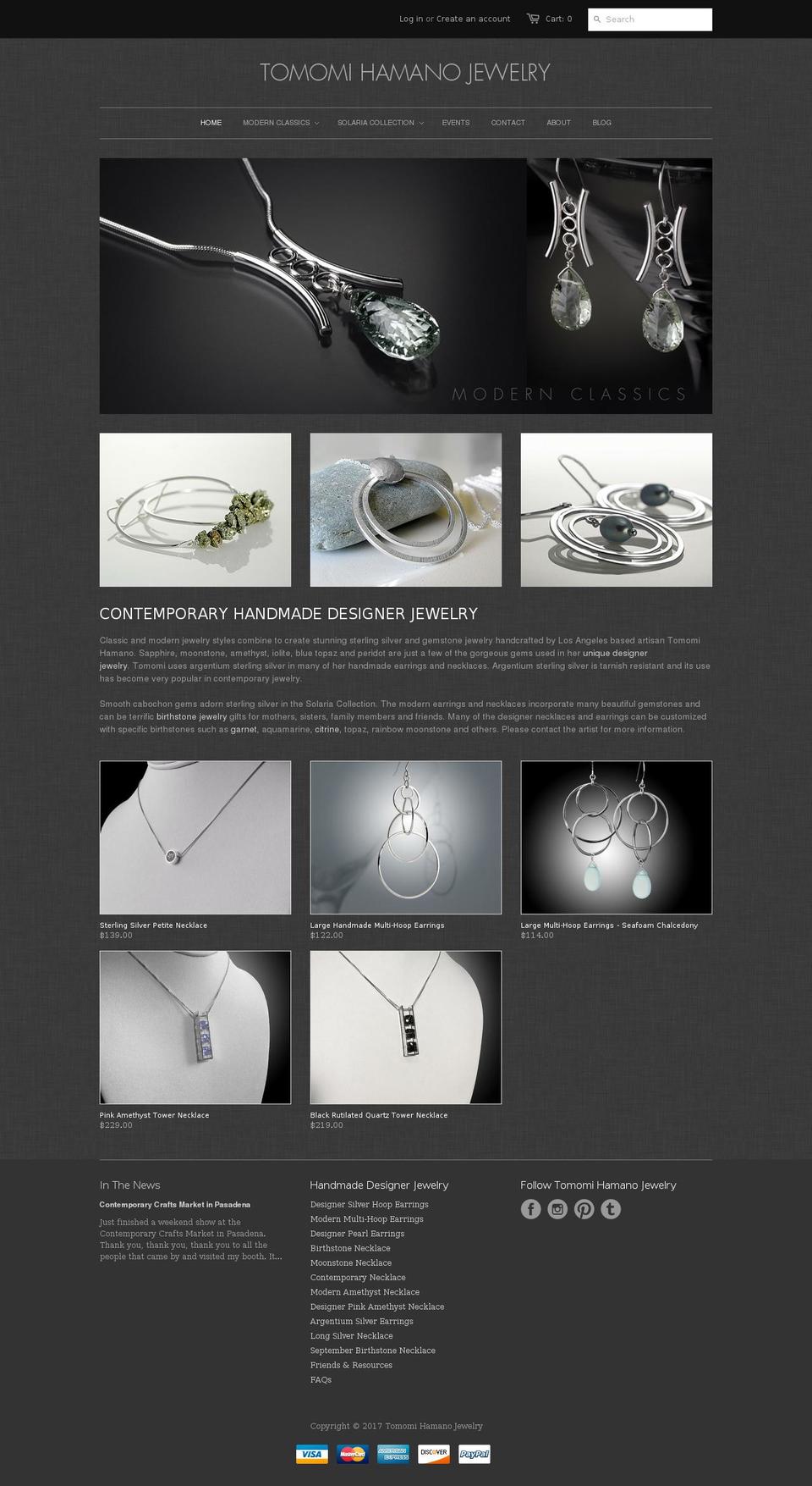tomomihamanojewelry.com shopify website screenshot