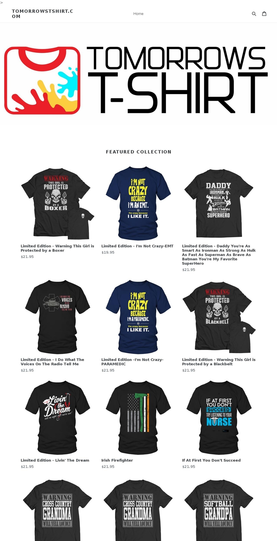 tomorrowstshirt.com — Shopify storefront screenshot