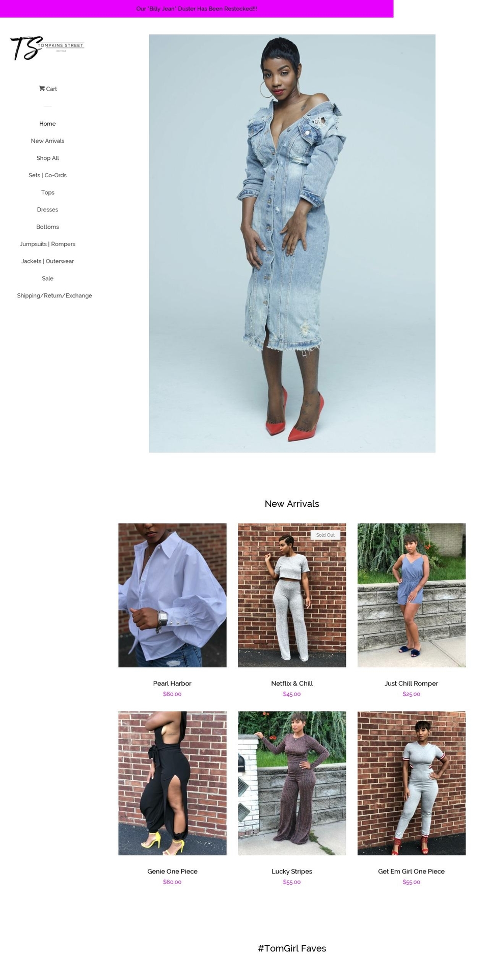 tompkinstreet.com — Shopify storefront screenshot