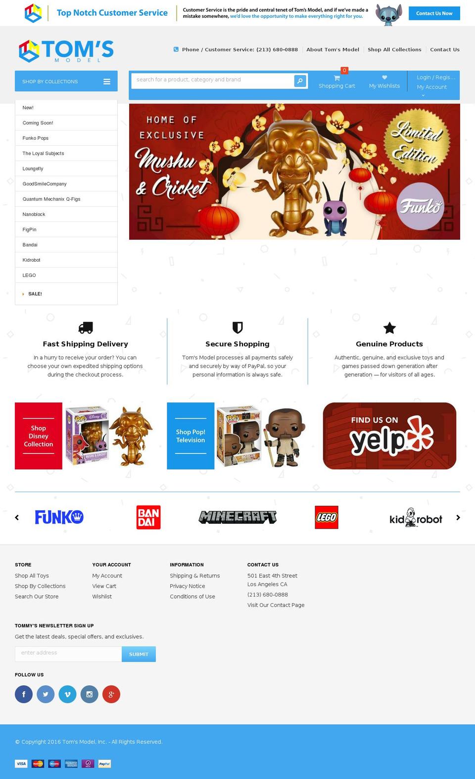 MiniMart Shopify theme site example toms-model.myshopify.com