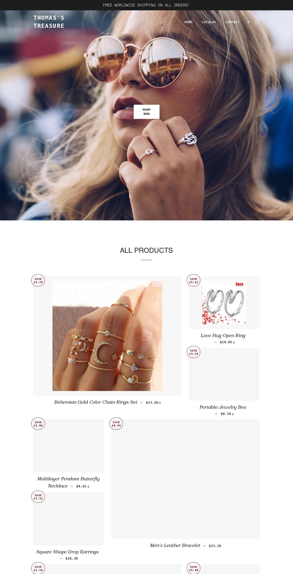Jewelry store theme Shopify theme site example tomstreasurechest.com
