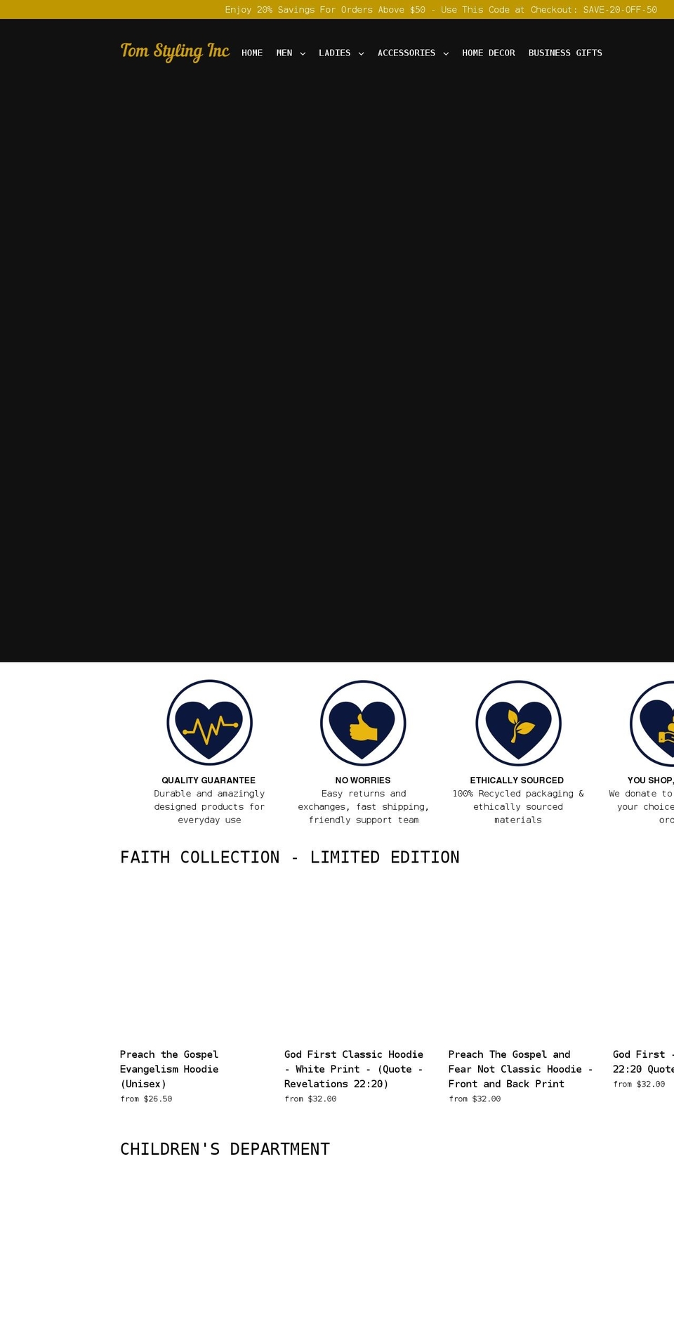 tomstyling.com shopify website screenshot