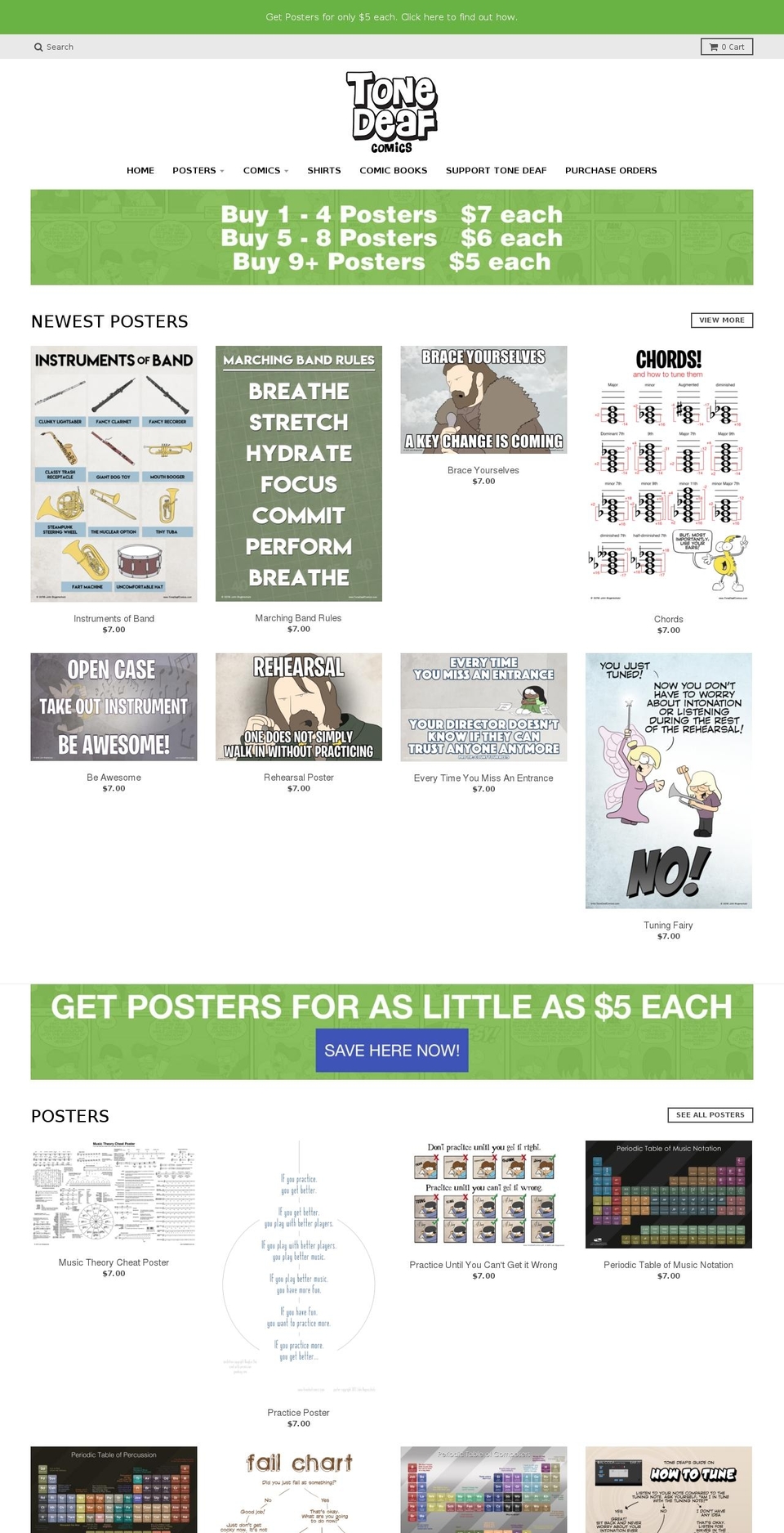 tonedeafcomic.com — Shopify storefront screenshot