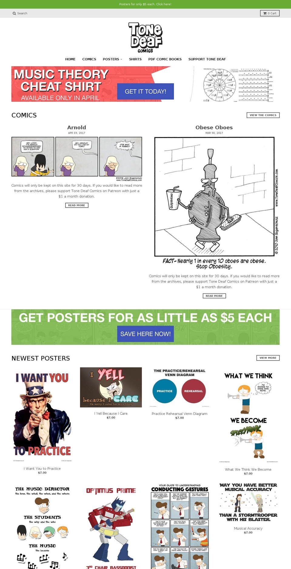 tonedeafcomics.com shopify website screenshot