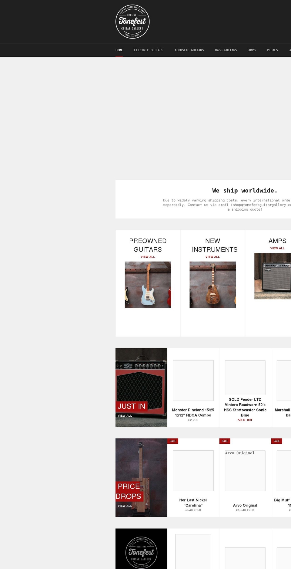 tonefestguitargallery.com shopify website screenshot