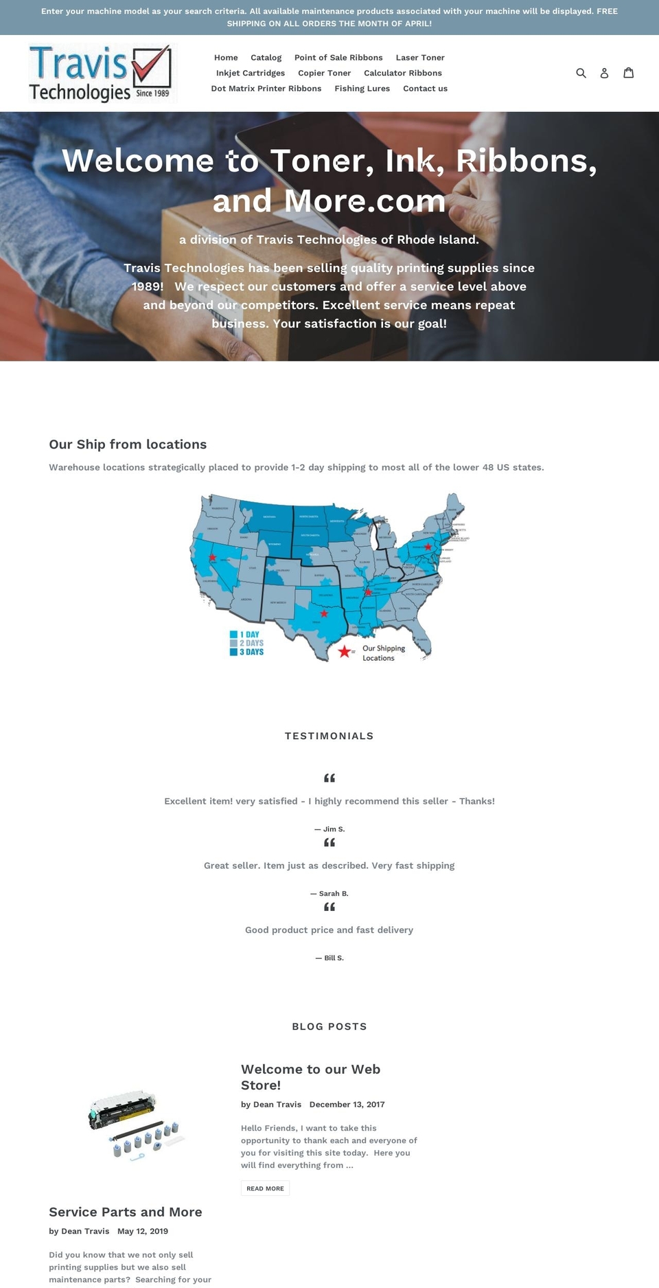 toner-ink-ribbons-and-more.com — Shopify storefront screenshot