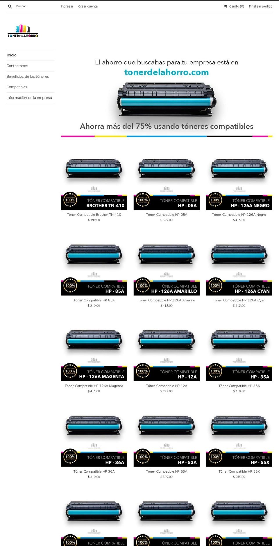 tonerdelahorro.com shopify website screenshot