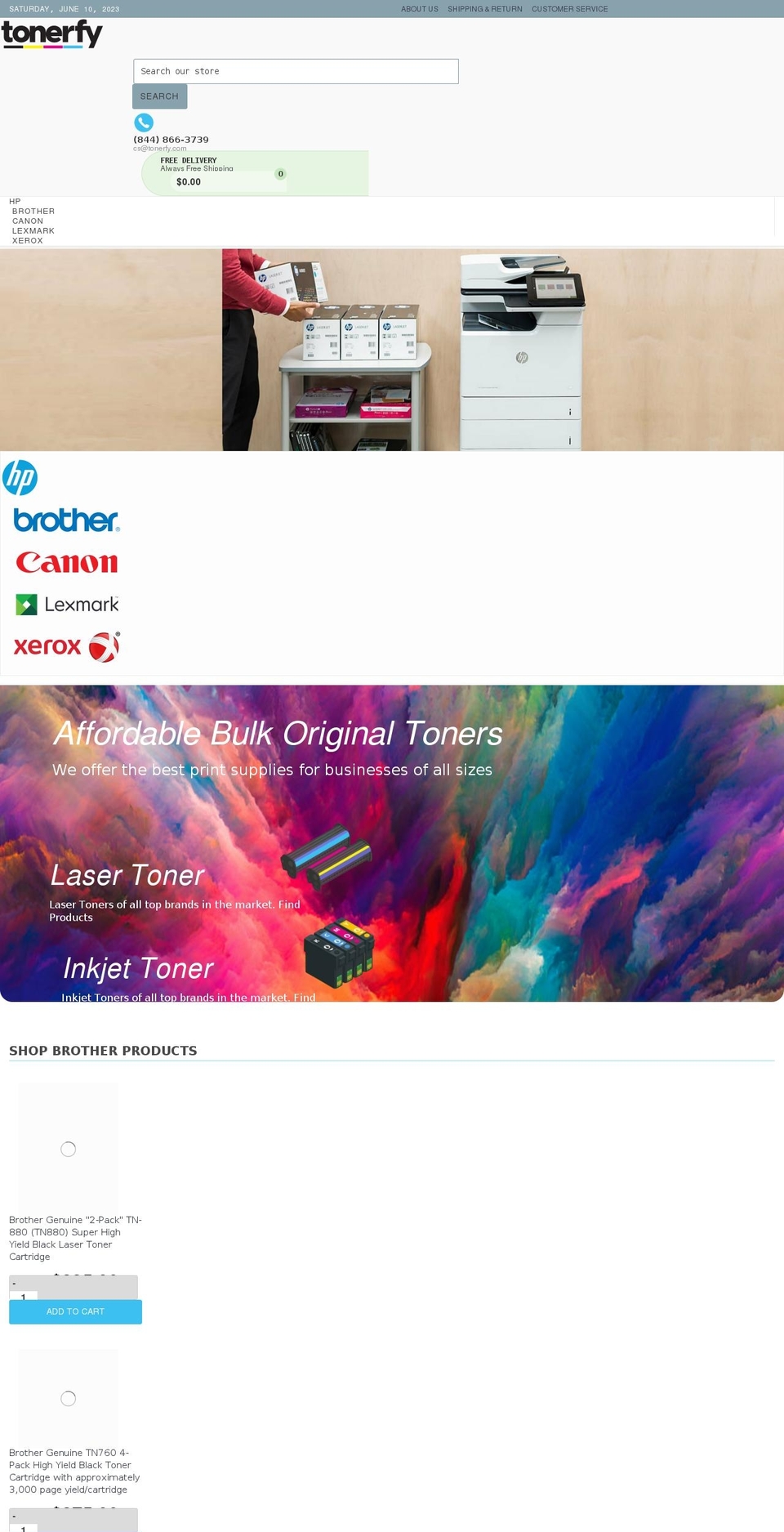 tonerfy.com shopify website screenshot