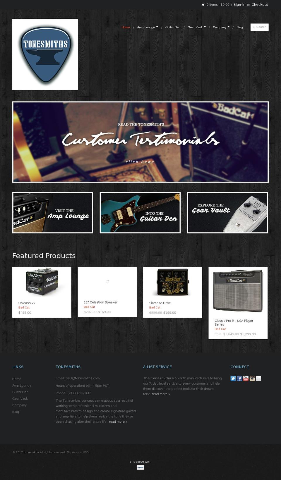 tonesmiths.com shopify website screenshot