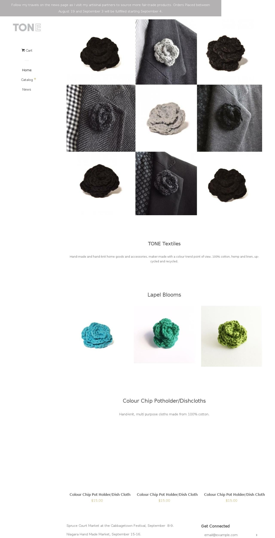 tonetextiles.com — Shopify storefront screenshot