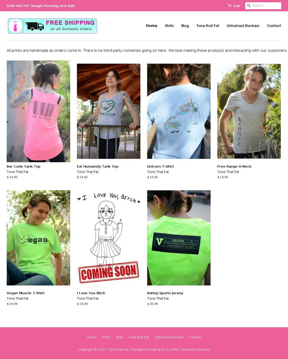 tonethatfat.com shopify website screenshot