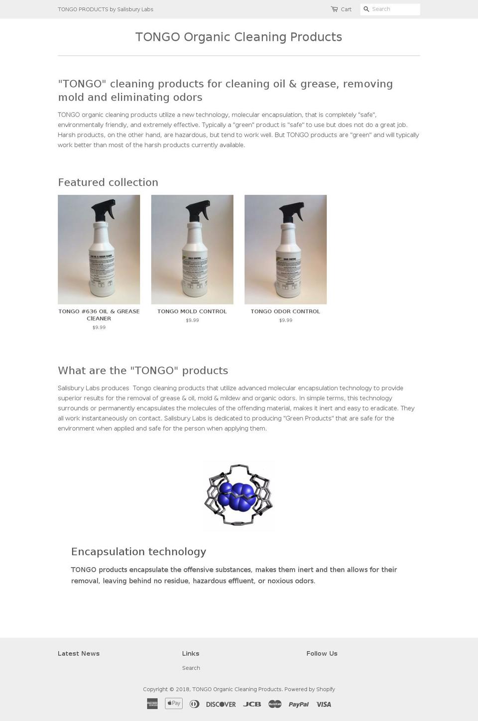 tongoproducts.com shopify website screenshot