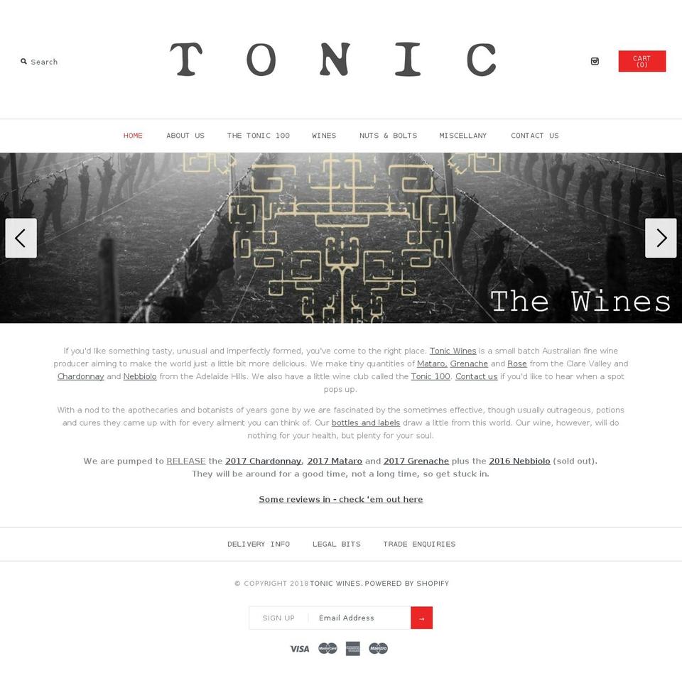 Highlight Shopify theme site example tonic-wines.com
