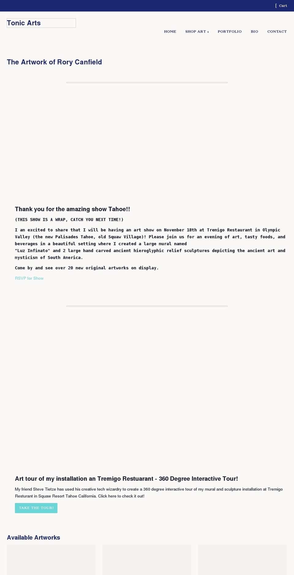 tonicarts.com shopify website screenshot