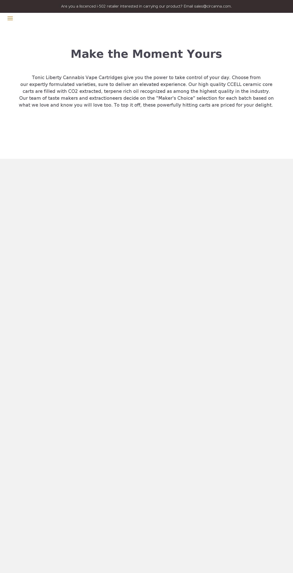 toniccannabis.com — Shopify storefront screenshot