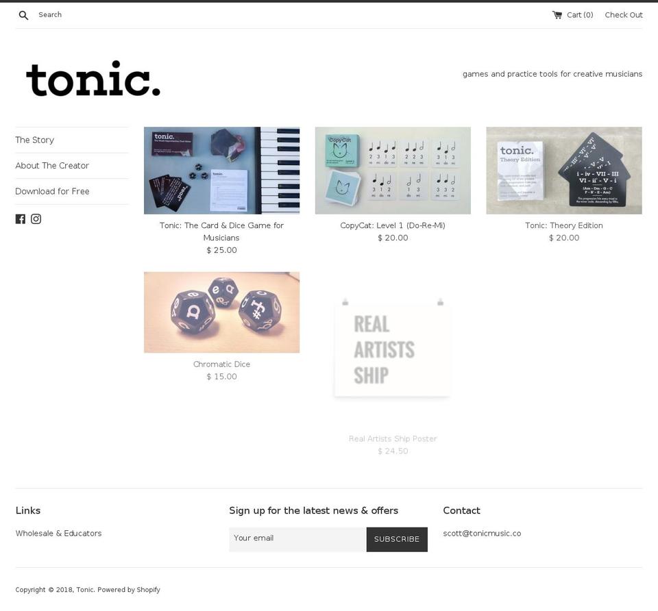 tonicmusic.co shopify website screenshot