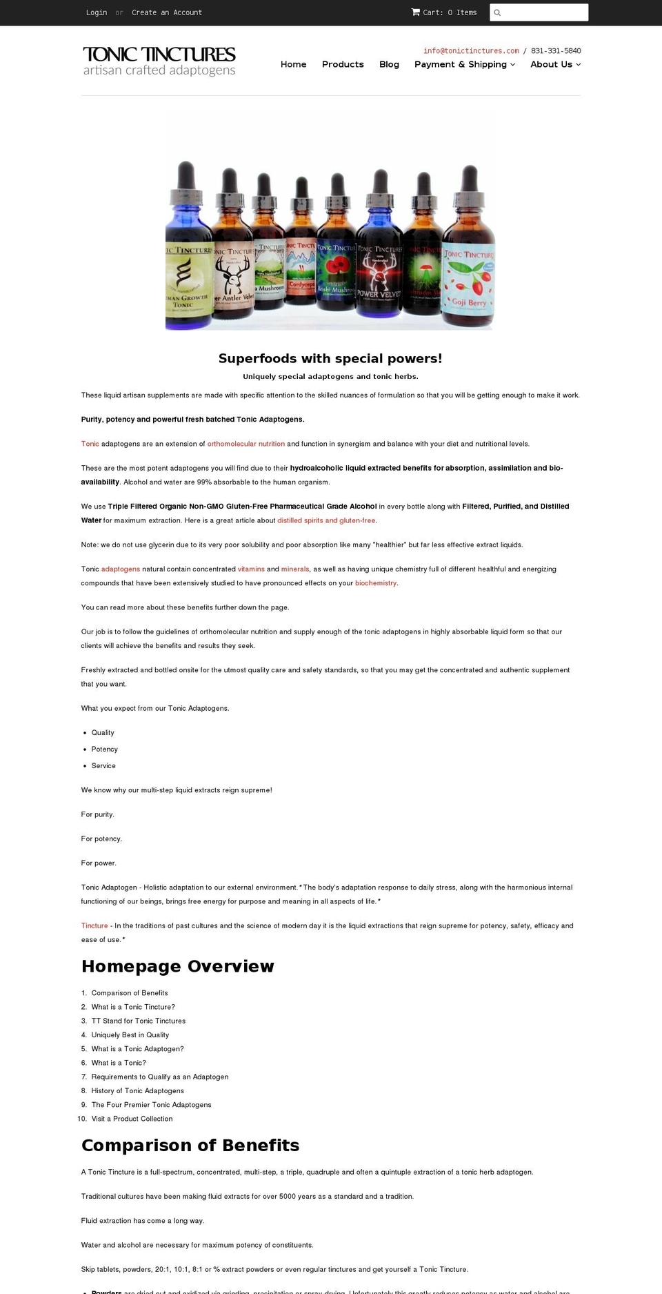 tonictinctures.com shopify website screenshot