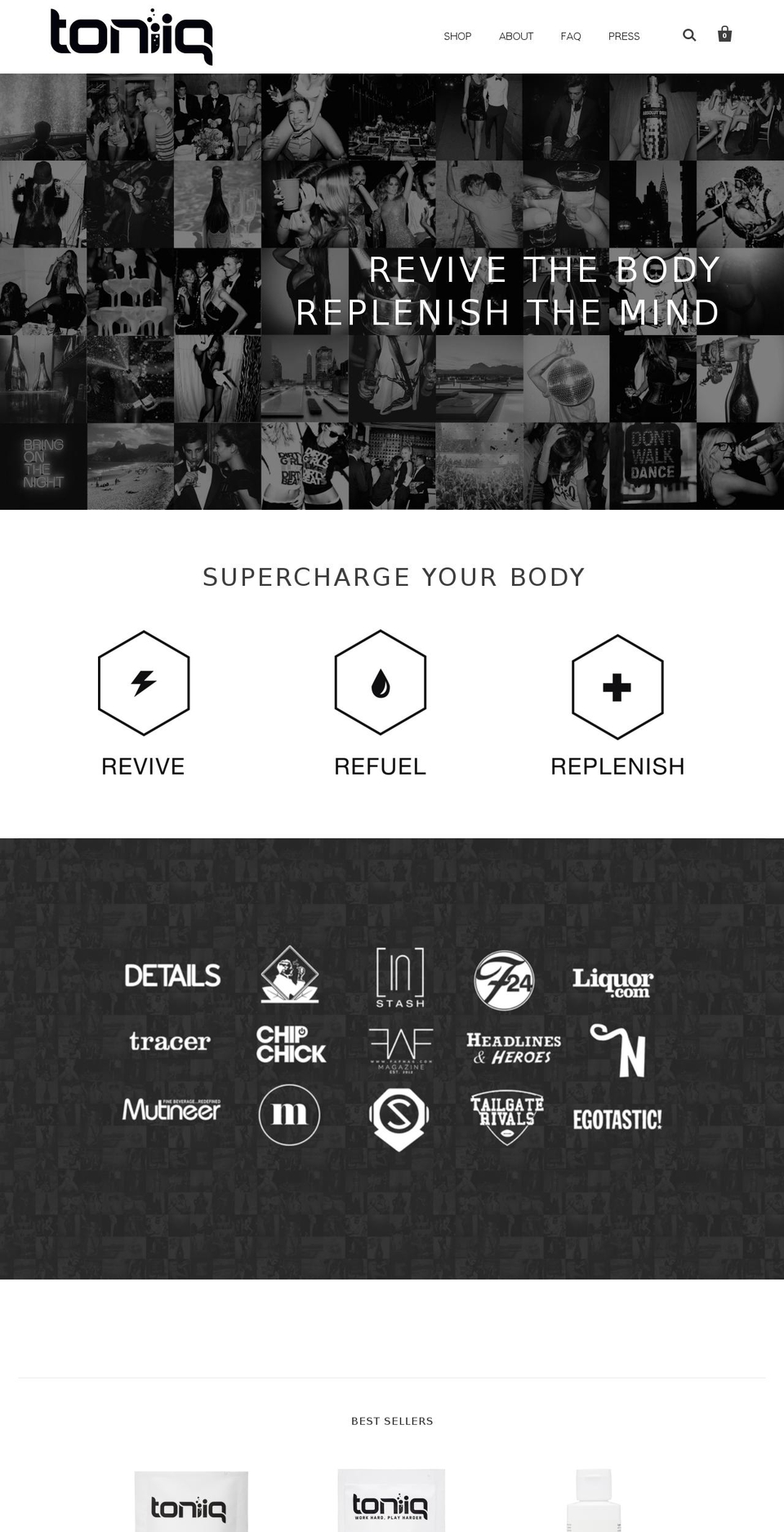 toniiq.com shopify website screenshot