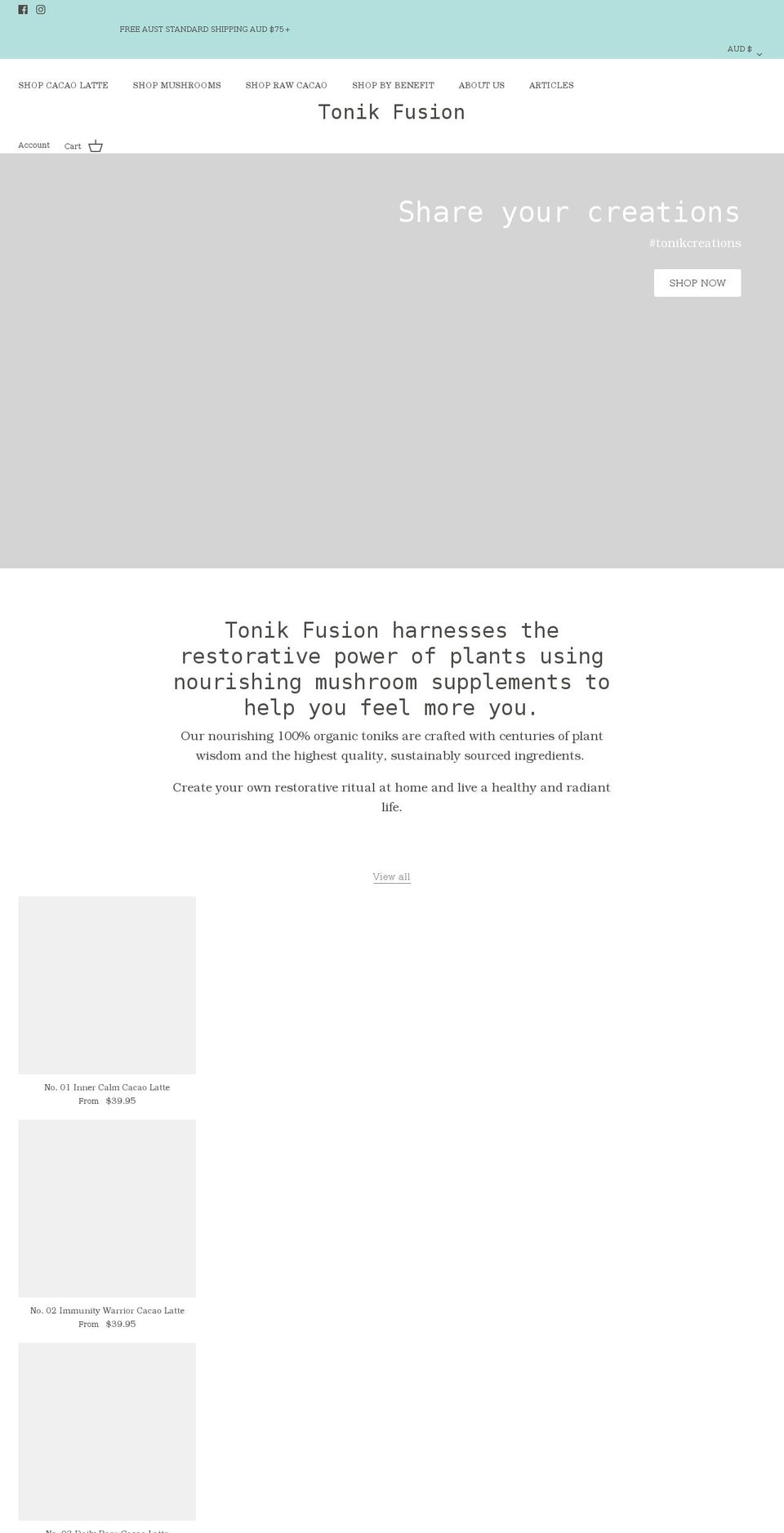 tonikfusion.com shopify website screenshot