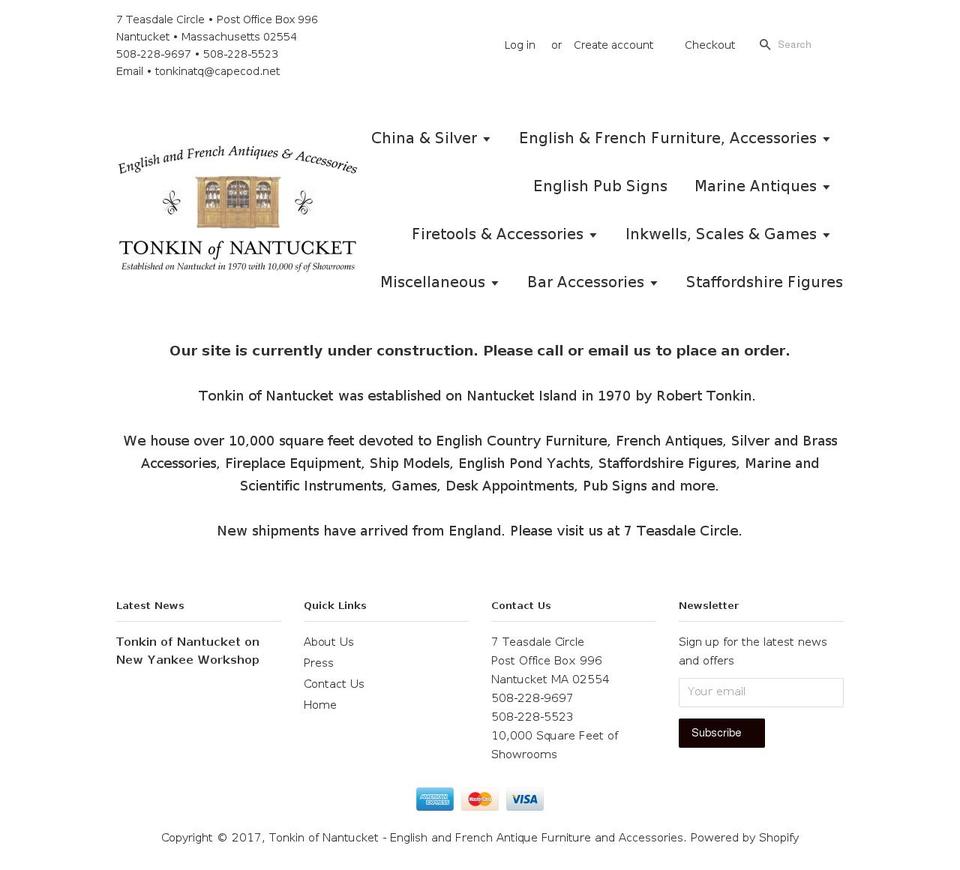 tonkin-of-nantucket.com shopify website screenshot