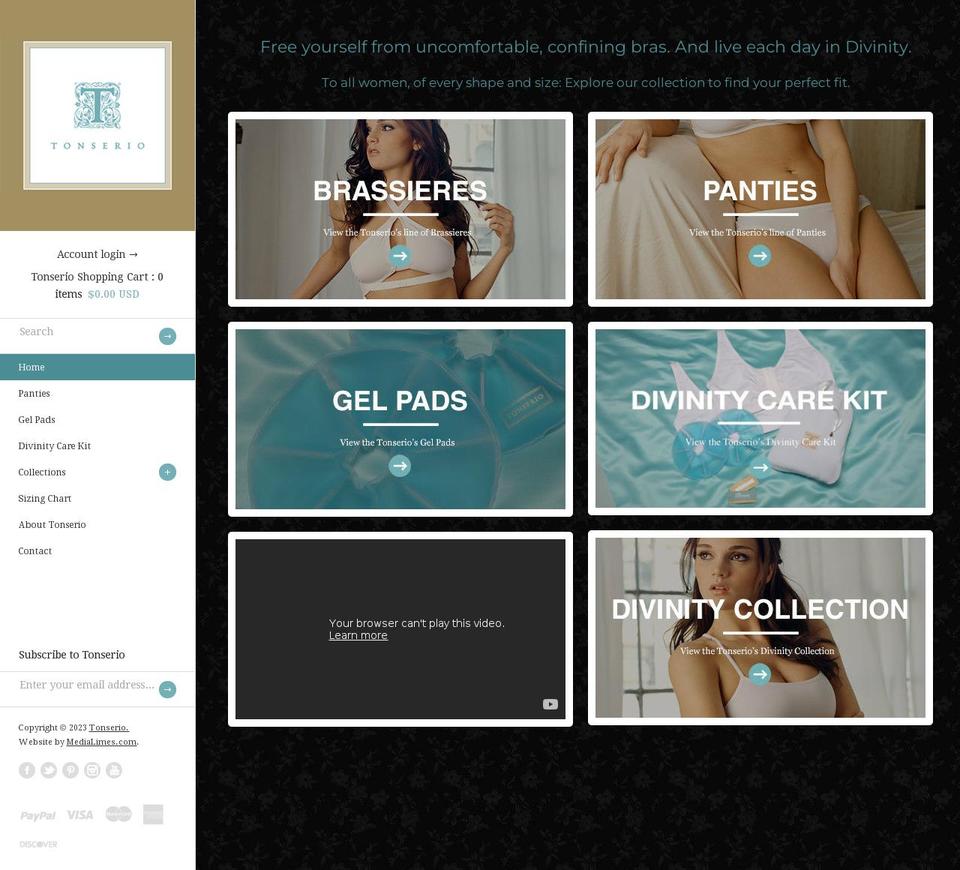 tonserio.com shopify website screenshot