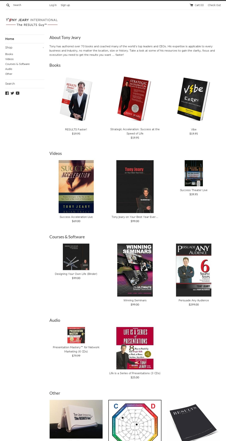 tony-jeary-international.myshopify.com shopify website screenshot