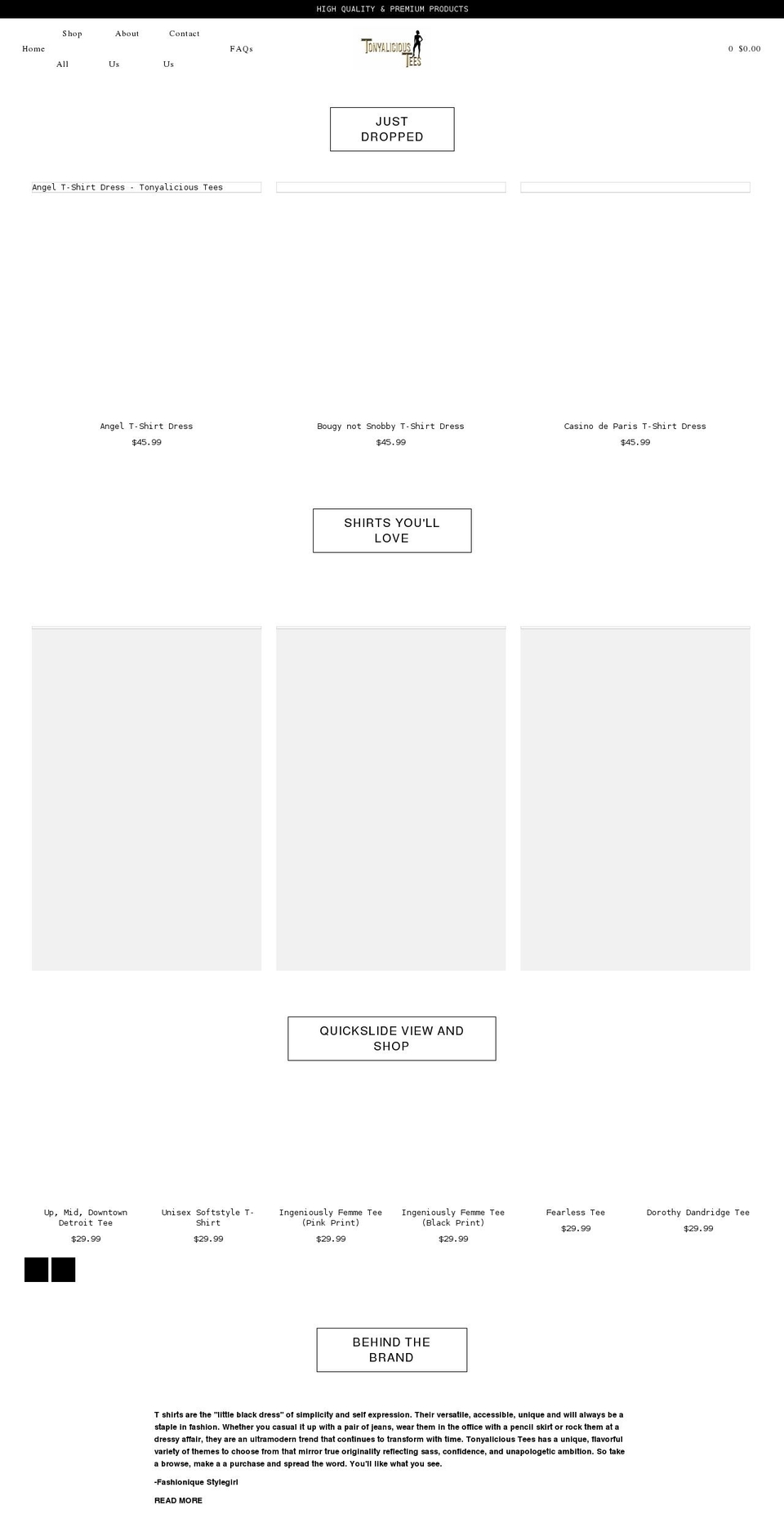 tonyalicioustees.com shopify website screenshot