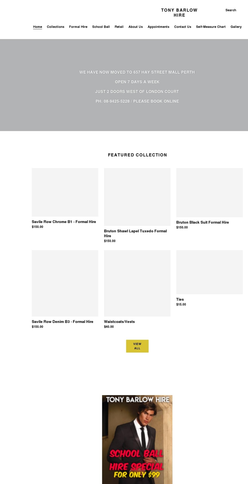 tonybarlowformalhireperth.com.au shopify website screenshot