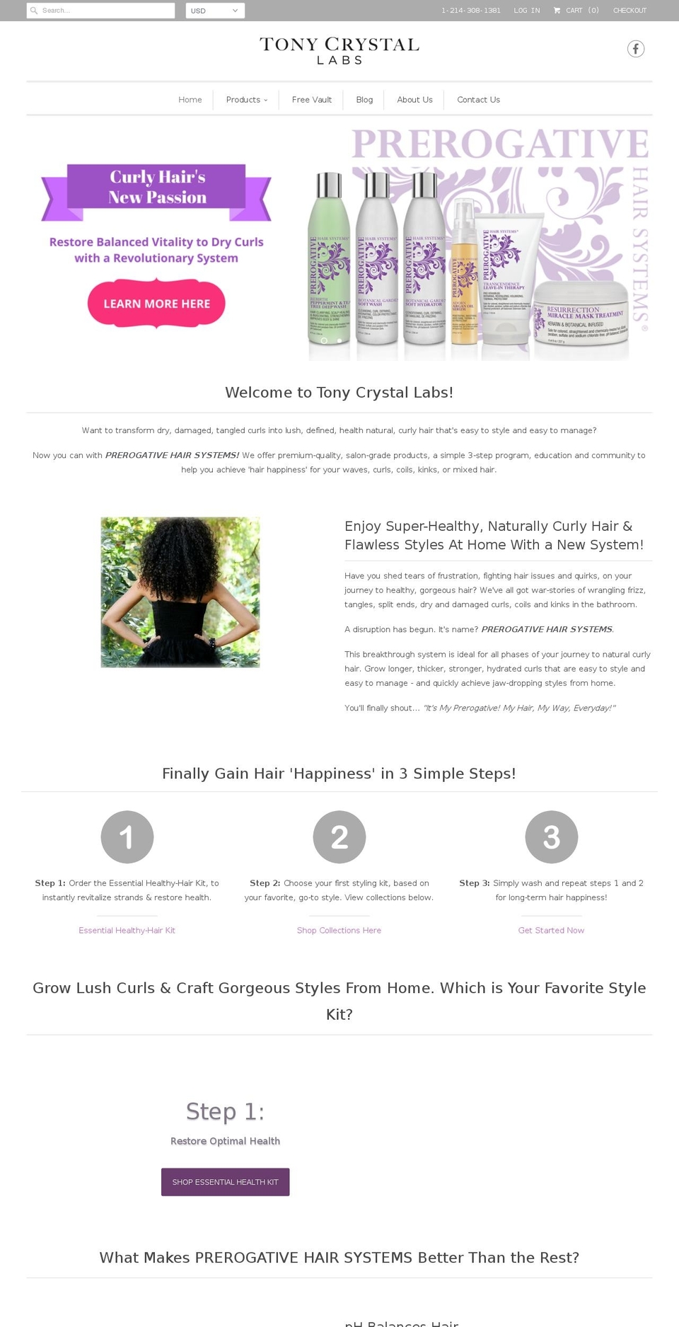 tonycrystallabs.com shopify website screenshot